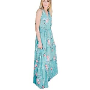LC Lauren Conrad,  Maxi Dress floral in Blue/green, size xl